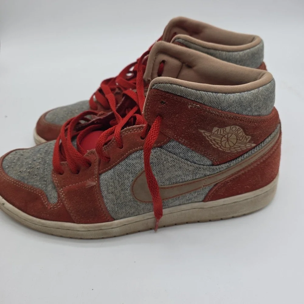 Nike Air Jordan 1 Mid SE Denim Red Cinnabar Hemp DM4352-600 Men Size 12